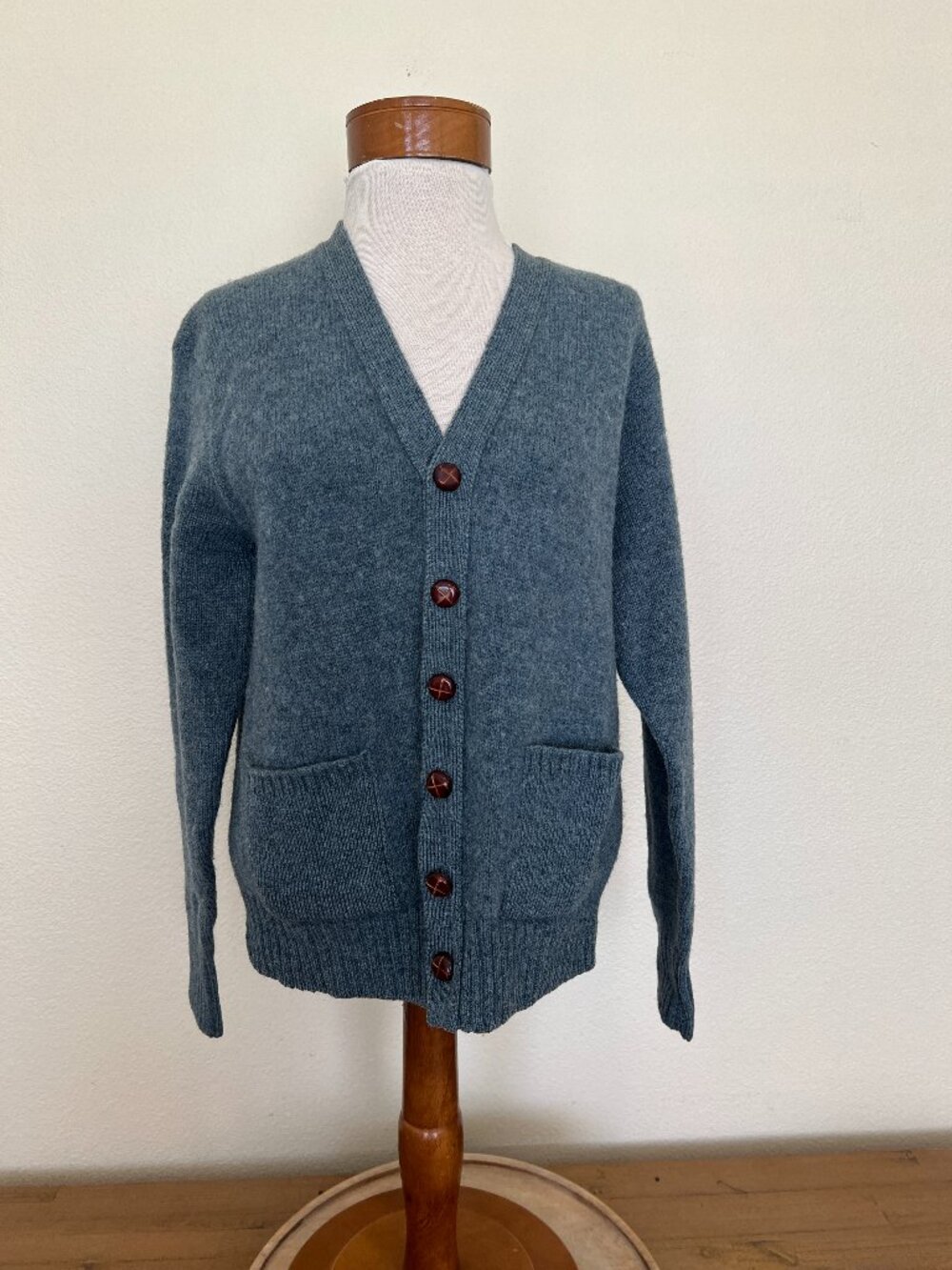 80's The Moors - Shetland Wool Blue Cardigan Sweater - Size Medium - Lord Jeff
